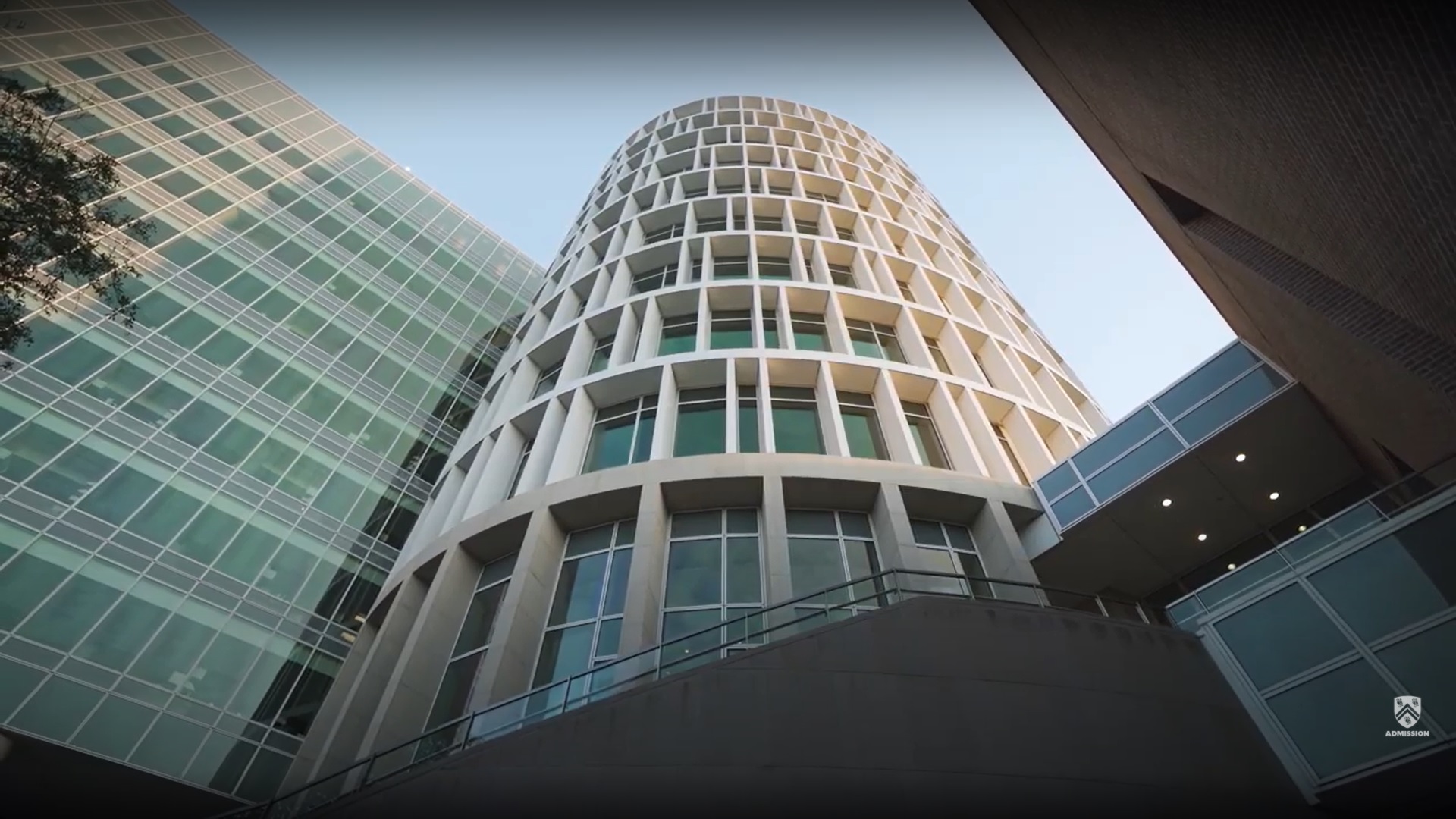 Picture from the ground looking up at the Bioscience Research Collaborative building.