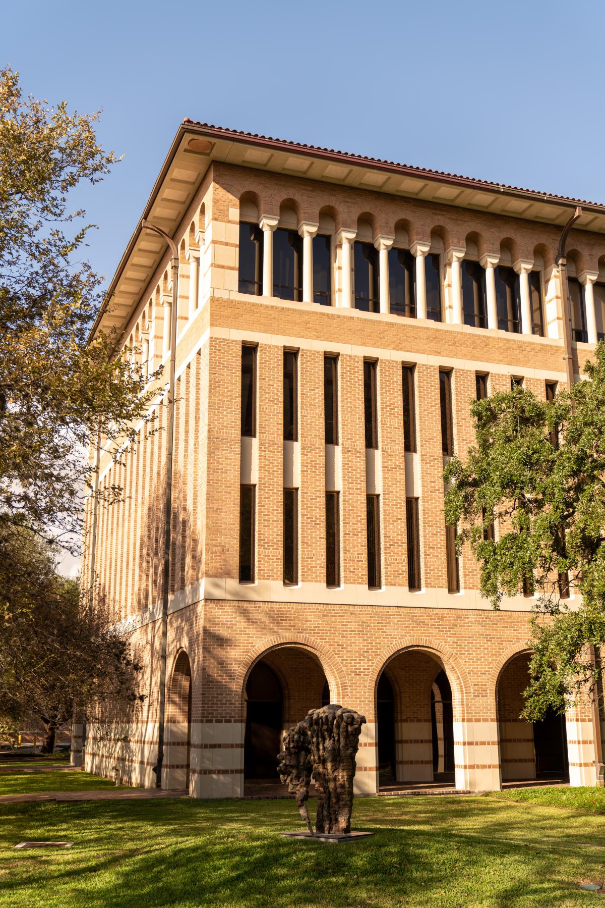 Vertical picture of the outside of the Allen Center.
