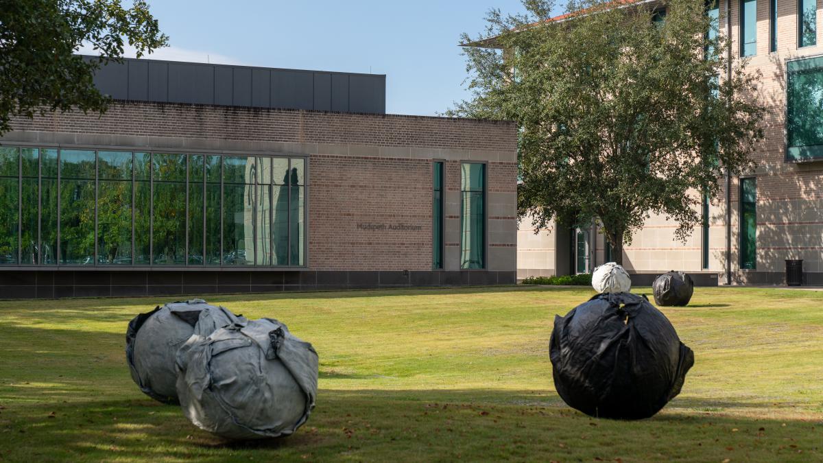 Angle view of the outside of Hudspeth Auditorium.